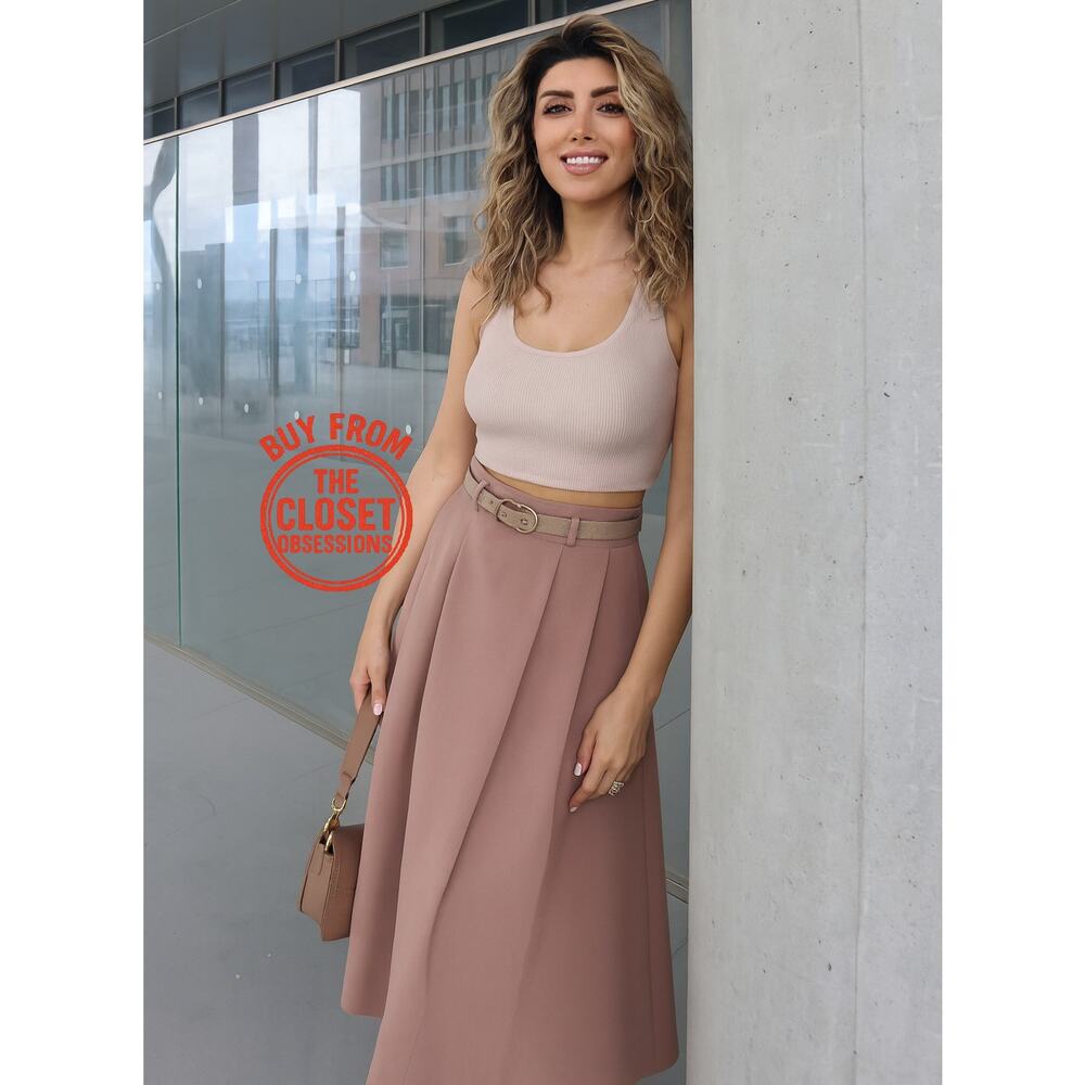 ZARA Limited Edition Wool Blend Midi Skirt NWT Quiet Luxury High Waist - Picture 6 of 16